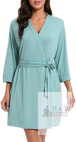 New Size XL Celadon Lightweight Women Kimono Robe, Knee Length Robe Maternity, Hospital Stay, Soft Sleepwear V-Neck Loungewear