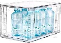 New Large Stackable Kitchen Storage Drawers, Clear Foods Organizer Bins with Handles, Easily Assemble for Bathroom, Kitchen, Pantry, Cabinet, Closet (Up Handled)