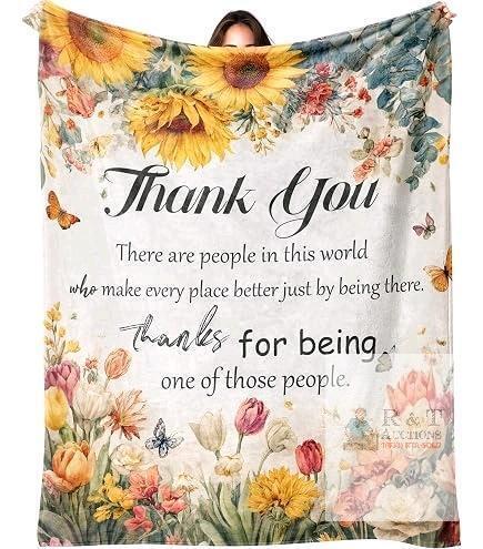New AOGEWON Sunflowers Thank You Gifts for Women, Retirement Blanket for Women, Throw Blankets, Employee Appreciation Gifts, Mom Blanket 60"X 50", Thank You Gifts for Colleagues, Friends, Wife (Flower)