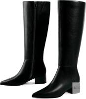 New Size 10 Women's Adrizzlein Knee High Boots for Women Chunky Heel Fall Boots Pointed Toe Booties Side Zipper Tall Boots Slip On Dress Boots for Wedding