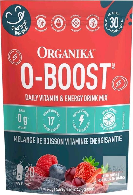[Exp 2026 / 06] New Organika O-Boost- Daily Vitamin and Energy Drink Mix- Berry Burst Flavour, Sugar-Free, 17 Vitamins and Minerals, Electrolyte Balance, Antioxidants, Immune Support- 30 x 8g sachets