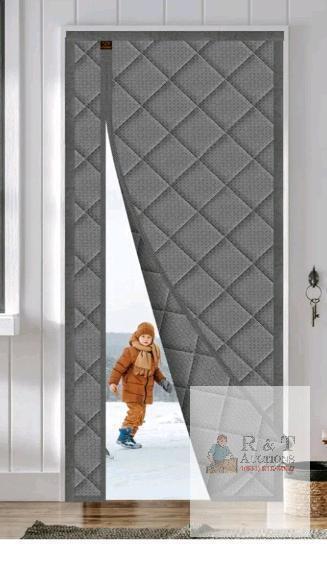 WochiTV Magnetic Thermal Insulated Door Panel, Gray, 36"x82", Side Opening, Quilted, PVC Window