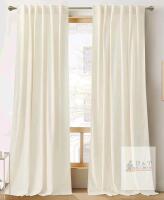 RYB HOME Super Soft Velvet Curtains 52"x96", 2 Panels, Rod Pocket, Room Darkening, Off-White