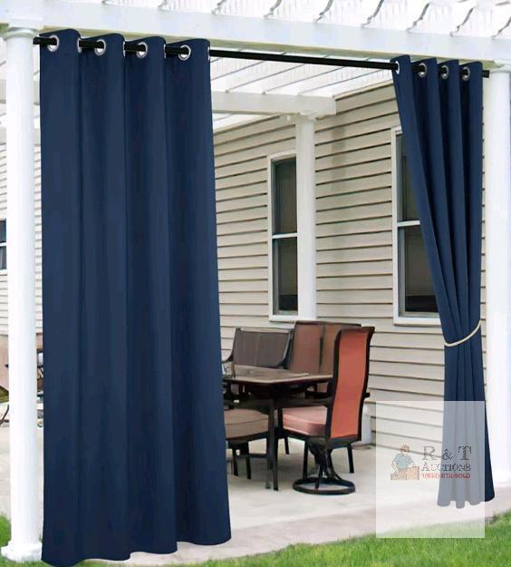 RYB HOME 52" x 95" Navy Blue Outdoor Curtain Panels, 2-Pack, Grommet Top, Water & UV Resistant