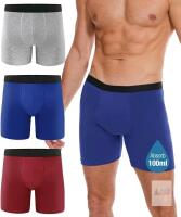 New Size MED YESWEL Incontinence Underwear Long Leg For Men, 100ML Absorbent Cotton Washable Leak-Proof Reusable Boxer Brief 3 Pack