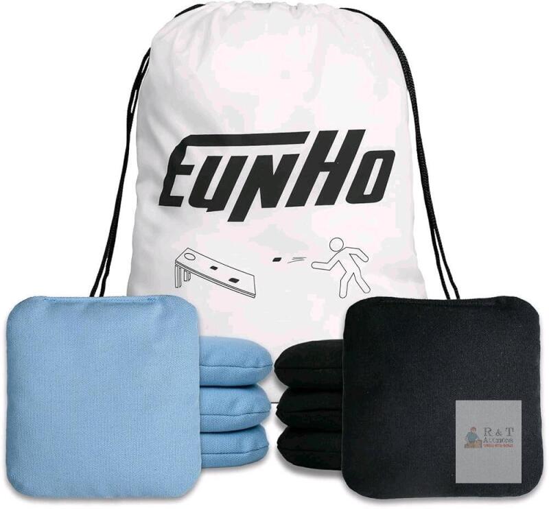 New EunHo Corn Hole Bean Bags Set of 8 Weather Resistant & Regulation Professional Size/Weight for Cornhole Games with Carry Bag