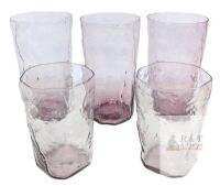 5 MCM Vintage Morgantown Driftwood Amethyst Crinkle Glasses - 4" - 5.75"