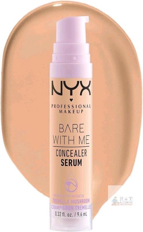 New NYX PROFESSIONAL MAKEUP, Bare With Me, Concealer serum, 24HR Hydratation, Vegan Formula - 04 BEIGE, 9.6mL