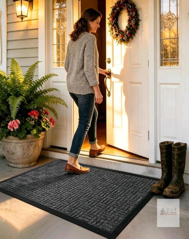 New GREY Mibao Heavy-Duty Front Door Mat, Dirt Trapper Waterproof Super Absorbent Door Mat for Entryway Outside Patio Porch, 29.5" x 17" X004KX37J7