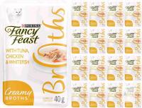 [bb 05/2026] New Fancy Feast Creamy Broths Cat Food Complement, Tuna, Chicken & Whitefish - 40 g Pouch (16 Pack)