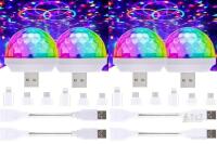 New 4-Pack Sound Activated LED Disco Balls, Have A Dance Party Anywhere! USB-Powered, Each With 3 Adaptors (Micro, USB-C & Lightning) & 1 Gooseneck Extender 5"