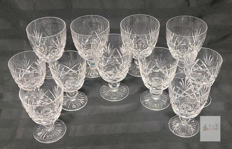 Elegant Edinburgh Crystal Wine Goblets, 3.5&ndash;3.75&rdquo; Tall, Starburst Pattern