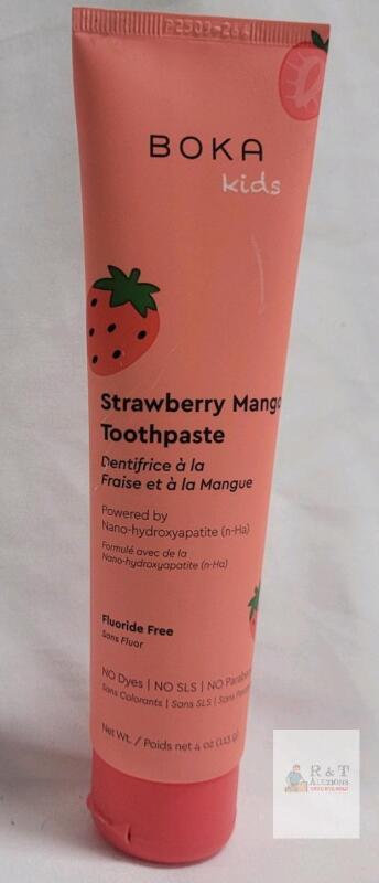 Boka Kids Strawberry Mango Toothpaste, 4oz, Fluoride-Free, Nano-hydroxyapatite, Vegan