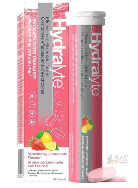 New - HydraLyte Effervescent Electrolyte Tablets - Strawberry Lemonade, Low Sugar Electrolytes Formulated to Accelerate Hydration for All Ages (20 Count) . EXP 2027 / 10