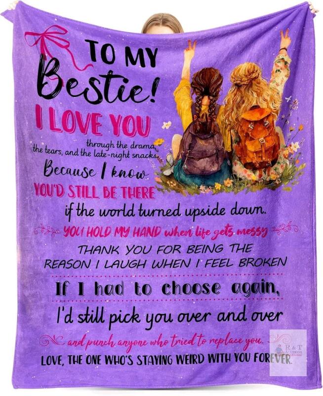 New " To My Bestie " Purple Best Friend Birthday & Perfect Galentine&lsquo;s Day Gift for Women, Cozy Purple Throw Blanket 50"x60" Soft, Long Distance Friendship Gift for Bestie, Inspirational Present