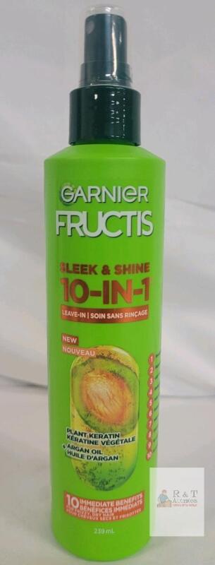 Garnier Fructis Sleek & Shine 10-in-1 Leave-In Spray, 239mL, Plant Keratin & Argan Oil, Vegan