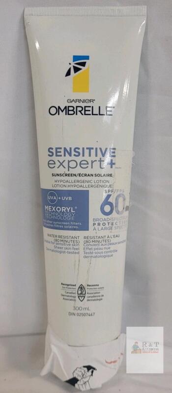 Garnier Ombrelle Sensitive Expert+ SPF 60 Sunscreen Lotion 300mL, Broad Spectrum, DIN 02507447