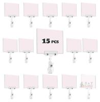 New - 15 Plastic Sign Holder Clip, Clip On POP Swivel Sign Holding Clamp with Card Protector