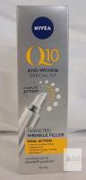 NIVEA Q10 Anti-Wrinkle Specialist Targeted Wrinkle Filler, 15mL, Dual Action, Peptides, Boxed