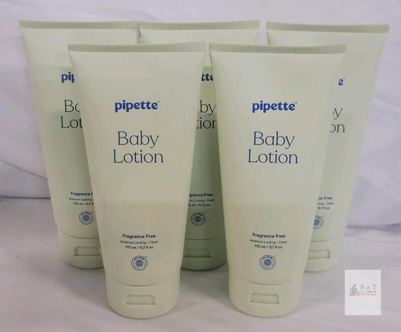 Pipette Baby Lotion, Fragrance Free, 5.7 fl oz Tubes, Hypoallergenic, Set of 5,