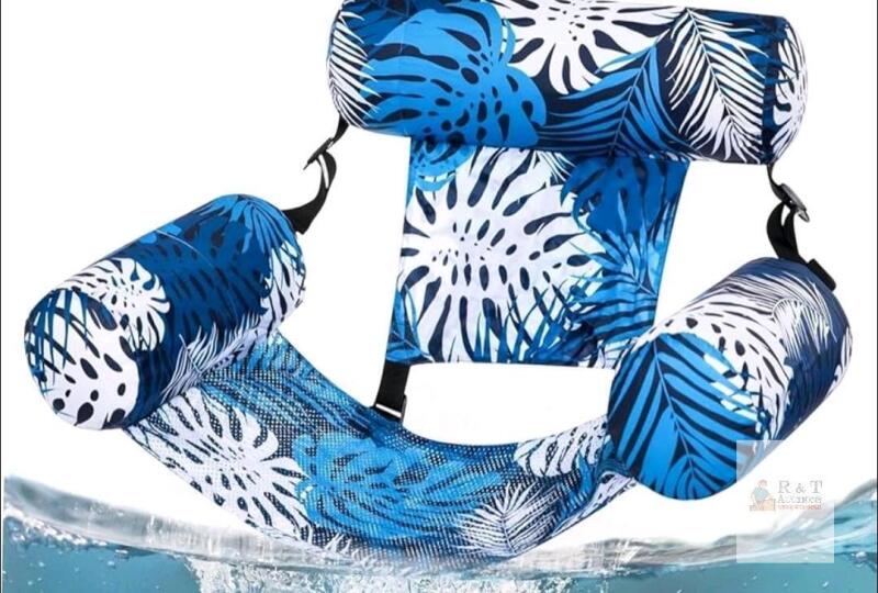 Blue Maple Leaf Pool Float Seat, Model HF2358, Mesh Hammock, Inflatable, 51"x26" 250lb Capacity