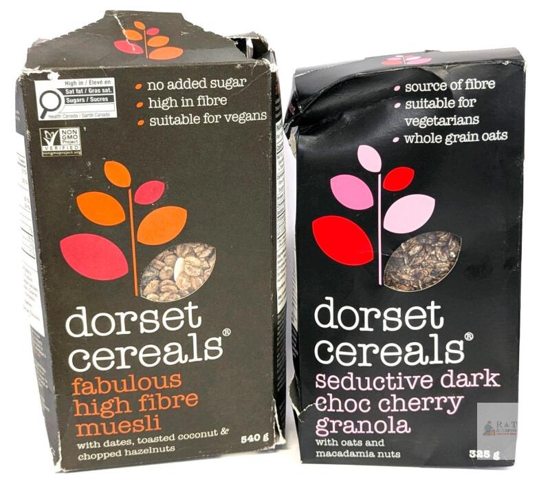 [bb 04 - 12 2026] 2 New Dorset Cereals : Seductive Dark Choc Cherry Granola (325g) & Fabulous High Fibre Muesli (540g)
