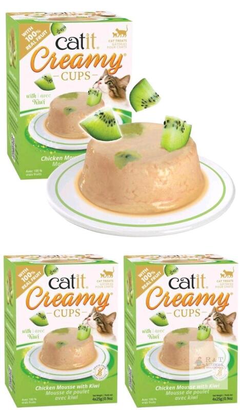 [bb 11/2026] 3 New CatIt Creamy Cups : Chicken Mousse With Kiwi, 4&times; 25g Each