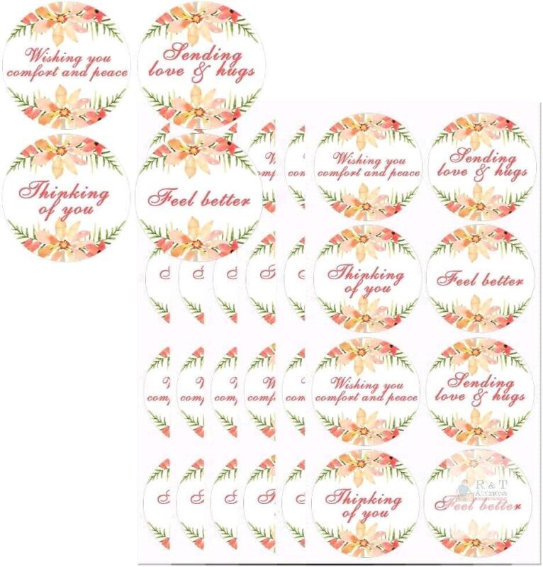 New Pack of 504 2-Inch Sympathy / Greetings Labels | Wishing You Comfort And Peace, Sending Love & Hugs, Thinking Of You, Feel Better | Gift Stickers, Well-Wishing