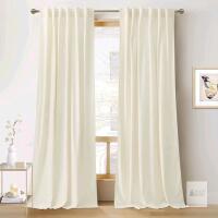 New RYB HOME Super Soft Velvet Curtains for Living Room - Energy Saving Curtain Panels Soft Luxury Privacy Window Covering for Studio Home Theatre, Cream White, W52 x L96 inches, 2 Panels