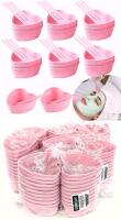 4 New Packs of 20 Rowcay Pink Heart-shaped Plastic Facial Mask Mixing Bowls Set with Spatulas - DIY Skincare Mixing Tool Kit, Mud Masks, Home Salon, and Beauty Salon Use, Face Mask Applicator Tool