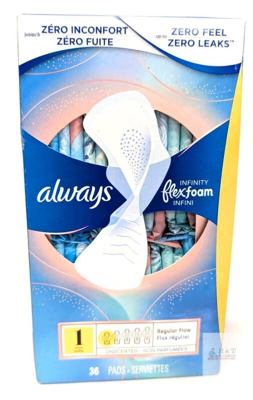 Always Infinity FlexFoam Size 1 Regular Flow Pads, Unscented, Winged, 36-Count, Sealed Box