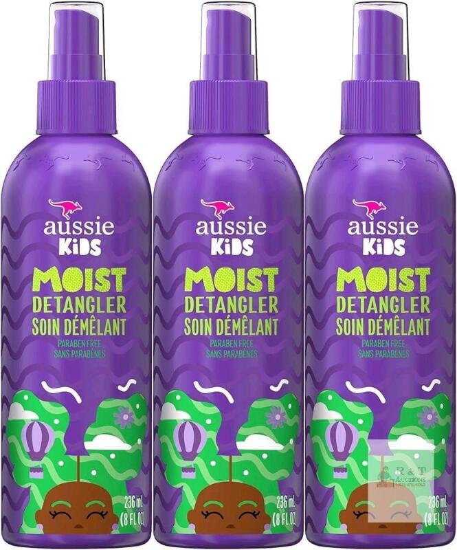 New Aussie Kids Moist Sulfate Free Detangler for Kids, Paraben Free, 708 mL Total (3 Count of 236 mL Each)