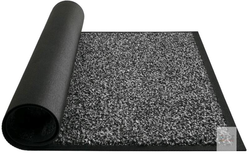 New Mibqo 16.75" &times; 29.25" Black/Grey Dirt Trapper Door Mat for Indoor&Outdoor, Washable Barrier Door Mat, Heavy Duty Non-Slip Entrance Rug Shoes Scraper, Super Absorbent Front Door Mat Carpet