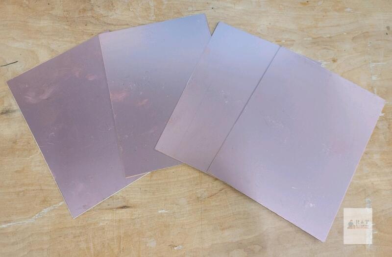 Four (4) New FR-4 Copper Clad PCB Laminate Circuit Board, Single Side . Measures 7 ⅞"&times;5 &sup1;⁵/&sup1;⁶"