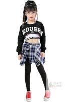 New Size 120 (6-7yrs) Girls' LOLANTA Hip Hop Dance Costumes 3-Piece Outfit Letter Print Long Sleeve Crop Top + Culottes Pantskirts + Vest