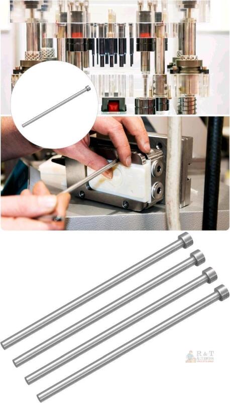 New 4pcs Straight Ejector Pins, 6mm(0.24") Dia. 65Mn Steel Round Tip Punch 150mm(5.91") Long for Mechanical Maintenance