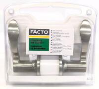 FACTO Satin Nickel Passage Lever Set 4-Way Latch, 2-1/8" Bore, 1-3/8&ndash;1-3/4" Door