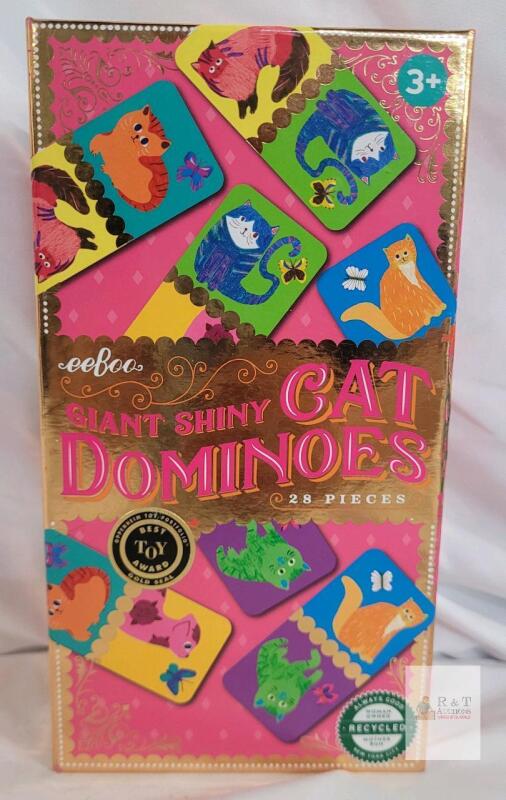 eeBoo Giant Shiny Cat Dominoes, 28 Pieces, Recycled Material, Ages 3+, Illustrated Game Set