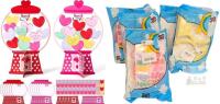 5 New Gumball Machine Craft Kits - 20Pcs DIY Valentines Heart Bubble Gum Machine Paper Decorations with Candy Cards for Kids Adults, Classroom Valentine Crafts & Party Decor, 2 Styles : Red/Yellow