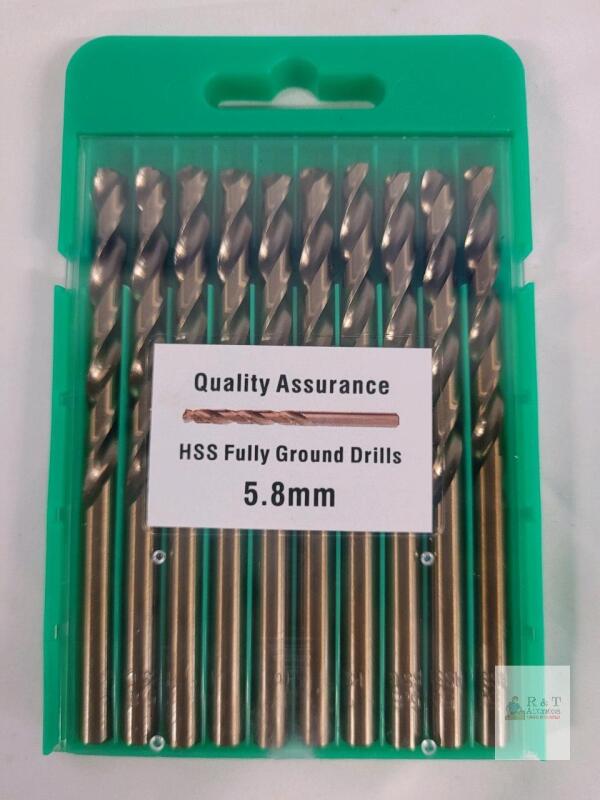 10 Pc Cobalt Jobber Drill Bit Set, 5.8mm HSS Fully Ground, Straight Shank, Serial hts240718hb014324