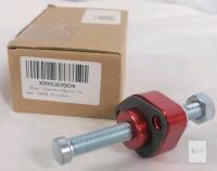 Motorcycle Chain Tensioner Adjuster, Red Anodized, Aluminum Alloy Body, Mounting Bolts Included