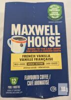Maxwell House French Vanilla Keurig 12 Compostable Coffee Pods, Medium Roast, 108g Box, Kosher COR 141