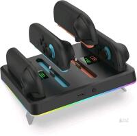 New Dobe Charger Dock for |NINTENDO SWITCH 2 | Joy-Con Controller, Portable 4 in 1 Charger Dock with RGB Light Indicators Type-C Cable