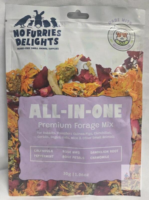 No Furries Delights All-In-One Small Animal Forage Mix 1.06 oz 30g Rabbits Guinea Pigs Vegan