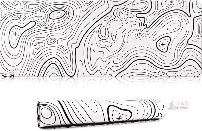 2 New HoYiXi White Topographical Mouse Pad for Home Office Work,Gaming Mouse Pad Desk Pad Soft Smooth Surface and Anti-Slip Rubber Base Waterproof Soft Cloth Mouse Mat, 11.75" &times; 23.5" (300 &times; 600mm)