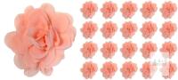 20 New 3.9" Chiffon Flowers, Mesh Fabric Flowers Sewing Fabric Appliques Headband Embellishments for DIY Craft Wedding Decor, Peach, 2 Boxes of 10 Flowers Each
