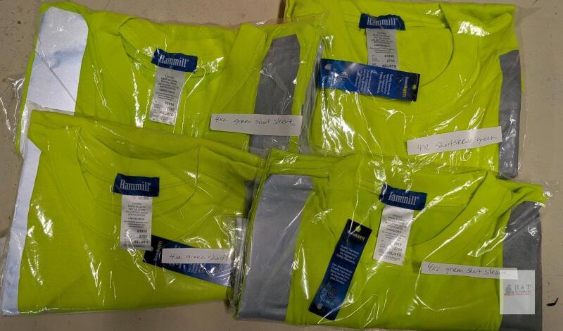 Hamill 2760 4XL High-Visibility Safety Shirts, Class 2, Short Sleeve, Fluorescent Yellow/Green, Lot of 4