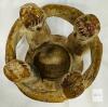 Circle of Friends 4-Figure Ceramic Candle Holder Sculpture, 6.5" Tall, 7" Diameter, Folk Art - 3