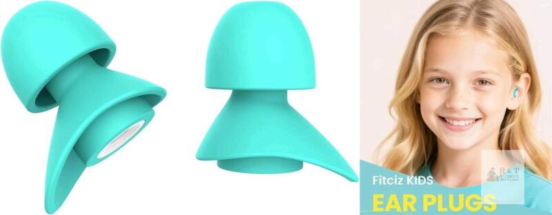New 2-Pack GREEN Size XS (Kid Size) FITCIZ Reusable Silicone Noise Reducing Ear Plugs for Concerts, Music Venues, Carnivals, Airplanes, Loud Environments, Hearing Protection, Sleep & Study