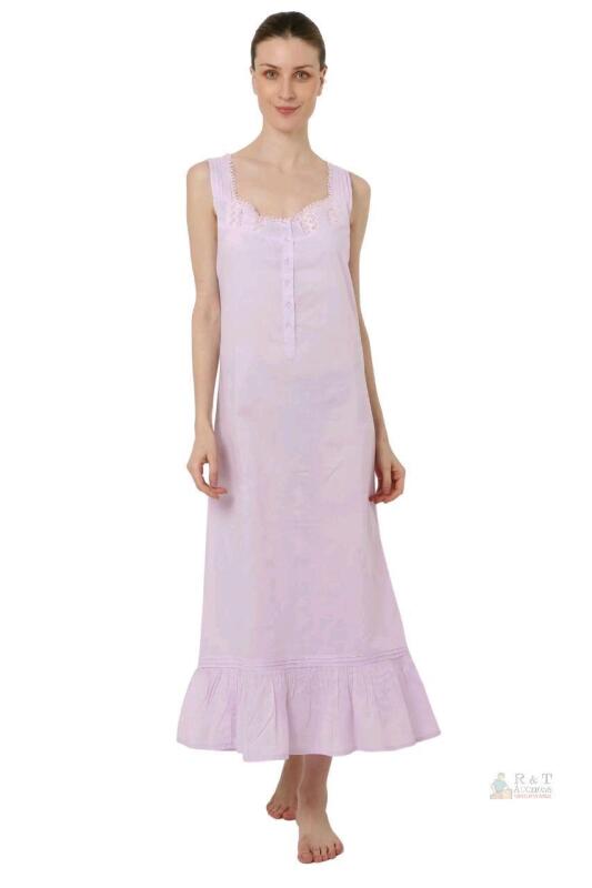 New Size 10 Women's Miss Lavish London 100% Cotton Victorian Style Nightgown Long Vintage Nightdress, NG-101